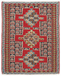 Kelim Senneh Fine Teppe 120X151 Mørk Rød/Svart Ull, Persia/Iran Carpetvista
