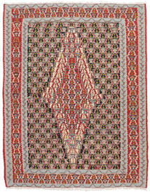  125X157 Kilim Senneh Fine Rug Brown/Dark Red Persia/Iran Carpetvista