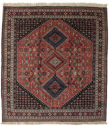  Persischer Yalameh Teppich 204X224 Schwarz/Dunkelrot Carpetvista