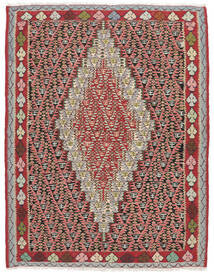 Alfombra Persa Kilim Senneh Fine 119X151 Rojo Oscuro/Marrón (Lana, Persia/Irán)