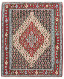  Kilim Senneh Fine Rug 116X145 Persian Wool Dark Red/Black Small Carpetvista