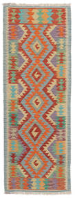 Kelim Afghan Old Stil Teppich 70X195 Läufer Grün/Dunkelrot Wolle, Afghanistan Carpetvista