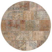  Ø 200 Patchwork - Persien/Iran Teppich Moderner Rund Braun/Orange (Wolle, Persien/Iran) Carpetvista