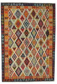 Kelim Afghan Old Style Tæppe 199X288 Sort/Brun Uld, Afghanistan Carpetvista