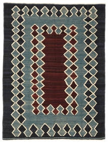 絨毯 キリム モダン 148X195 ブラック/ダークターコイズ (ウール, アフガニスタン)