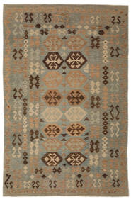 絨毯 オリエンタル キリム アフガン オールド スタイル 194X299 茶色/ダークイエロー (ウール, アフガニスタン)