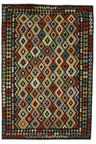  204X300 Kilim Afghan Old Style Rug Black/Brown Afghanistan Carpetvista
