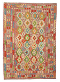 Kelim Afghan Old Stil Teppich 203X294 Orange/Rot Wolle, Afghanistan Carpetvista