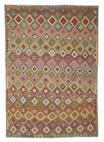 203X292 Kelim Afghan Old Style Matot Matto Itämainen Ruskea/Vihreä (Villa, Afganistan) Carpetvista
