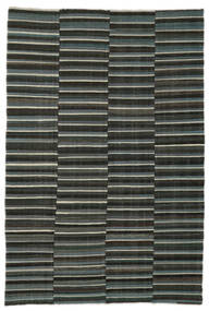  Kilim Moderne Tapis 202X293 De Laine Noir/Vert Foncé Carpetvista