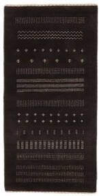 絨毯 ギャッベ Loribaft 76X148 ブラック (ウール, インド)