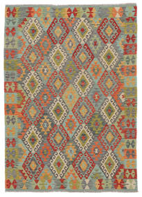 162X228 絨毯 キリム アフガン オールド スタイル オリエンタル ダークイエロー/茶色 (ウール, アフガニスタン) Carpetvista