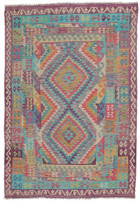 177X252 Kelim Afghan Old Style Matot Matto Itämainen Tummanpunainen/Tummanharmaa (Villa, Afganistan) Carpetvista