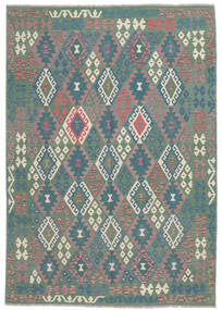 177X253 Tappeto Kilim Afghan Old Style Orientale Verde Scuro/Blu Scuro (Lana, Afghanistan) Carpetvista