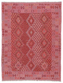  188X242 Kelim Afghan Old Style Matta Mörkröd/Röd Afghanistan Carpetvista