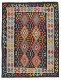 絨毯 キリム アフガン オールド スタイル 156X208 ブラック/ダークレッド (ウール, アフガニスタン)