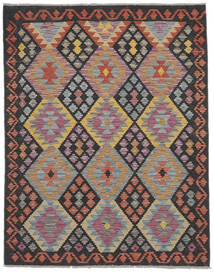  Orientalsk Kelim Afghan Old Style Teppe 151X193 Svart/Mørk Rød Ull, Afghanistan Carpetvista