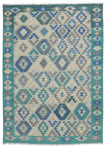  174X248 Kilim Afghan Old Style Rug Green/Dark Blue Afghanistan Carpetvista