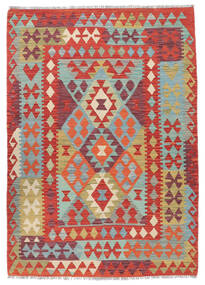 125X176 Kelim Afghan Old Style Matot Matto Itämainen Tummanpunainen/Vihreä (Villa, Afganistan) Carpetvista
