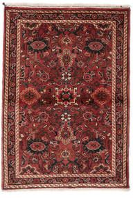  110X153 Hosseinabad Rug Dark Red/Black Persia/Iran Carpetvista