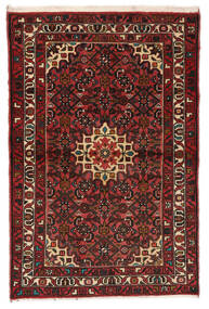  Orientalsk Hosseinabad Teppe 105X158 Svart/Mørk Rød Ull, Persia/Iran Carpetvista