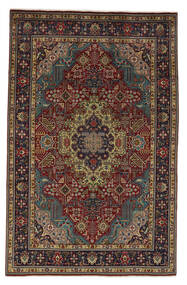  Orientalischer Täbriz Teppich 200X309 Schwarz/Braun Wolle, Persien/Iran Carpetvista