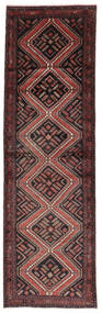 絨毯 ハマダン 90X290 廊下 カーペット ブラック/ダークレッド (ウール, ペルシャ/イラン)