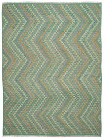 271X362 Kelim Afghan Old Stil Teppich Orientalischer Grün/Dunkelgrün Großer (Wolle, Afghanistan) Carpetvista