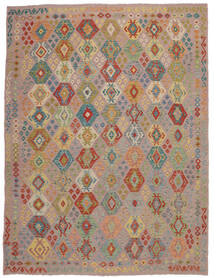 絨毯 オリエンタル キリム アフガン オールド スタイル 262X343 茶色/ダークイエロー 大きな (ウール, アフガニスタン)