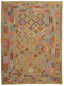 259X340 Kelim Afghan Old Stil Teppich Orientalischer Braun/Dunkelgelb Großer (Wolle, Afghanistan) Carpetvista
