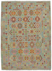  Kilim Afgán Old Style 254X349 Gyapjúszőnyeg Barna/Sötétzöld Nagy Carpetvista