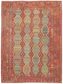  255X342 Kelim Afghan Old Style Matot Matto Tummanpunainen/Ruskea Afganistan Carpetvista