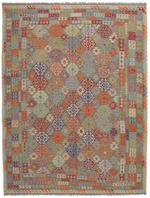  265X337 Kelim Afghan Old Stil Teppich Braun/Dunkelgelb Afghanistan Carpetvista