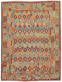 絨毯 キリム アフガン オールド スタイル 260X343 茶色/ダークレッド 大きな (ウール, アフガニスタン)