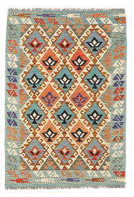  102X148 Kelim Afghan Old Stil Teppich Grün/Braun Afghanistan Carpetvista