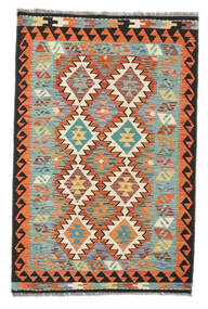  Orientalischer Kelim Afghan Old Stil Teppich 101X152 Grün/Orange Wolle, Afghanistan Carpetvista