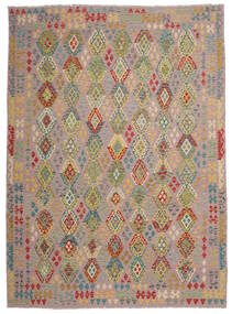 Tapete Kilim Afegão Old Style 258X343 Castanho/Vermelho Grande (Lã, Afeganistão)