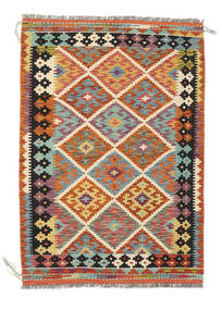  Kelim Afghan Old Style Matot 102X148 Villamatto Ruskea/Tummanpunainen Pieni Matto Carpetvista
