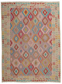 Tapete Kilim Afegão Old Style 260X340 Castanho/Vermelho Escuro Grande (Lã, Afeganistão)