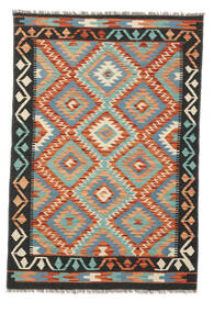 絨毯 オリエンタル キリム アフガン オールド スタイル 100X150 ブラック/グリーン (ウール, アフガニスタン)