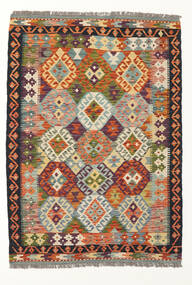  Kelim Afghan Old Style Matot 104X148 Villamatto Ruskea/Vihreä Pieni Matto Carpetvista