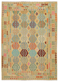 247X349 Kelim Afghan Old Stil Teppich Orientalischer Orange/Grün (Wolle, Afghanistan) Carpetvista