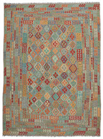 絨毯 キリム アフガン オールド スタイル 262X360 茶色/グリーン 大きな (ウール, アフガニスタン)