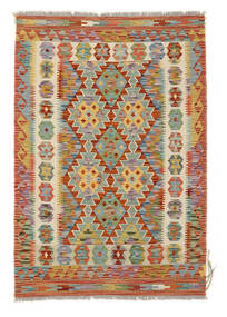  Orientalsk Kelim Afghan Old Style Teppe 104X150 Grønn/Mørk Rød Ull, Afghanistan Carpetvista