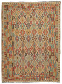 295X399 Kelim Afghan Old Stil Teppich Orientalischer Braun/Dunkelgelb Großer (Wolle, Afghanistan) Carpetvista