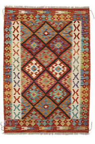  Kelim Afghan Old Style Matot 108X152 Villamatto Ruskea/Tummanpunainen Pieni Matto Carpetvista