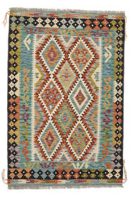  100X150 Kelim Afghan Old Stil Teppich Grün/Braun Afghanistan Carpetvista