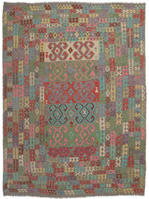  Kelim Afghan Old Style Matot 258X340 Ruskea/Tummankeltainen Carpetvista