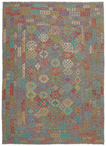 254X340 Tapete Kilim Afegão Old Style Oriental Castanho/Vermelho Escuro Grande (Lã, Afeganistão) Carpetvista