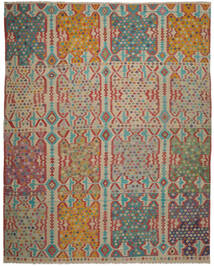  Oriental Kilim Afghan Old Style Rug 398X492 Brown/Dark Green Large Wool, Afghanistan Carpetvista